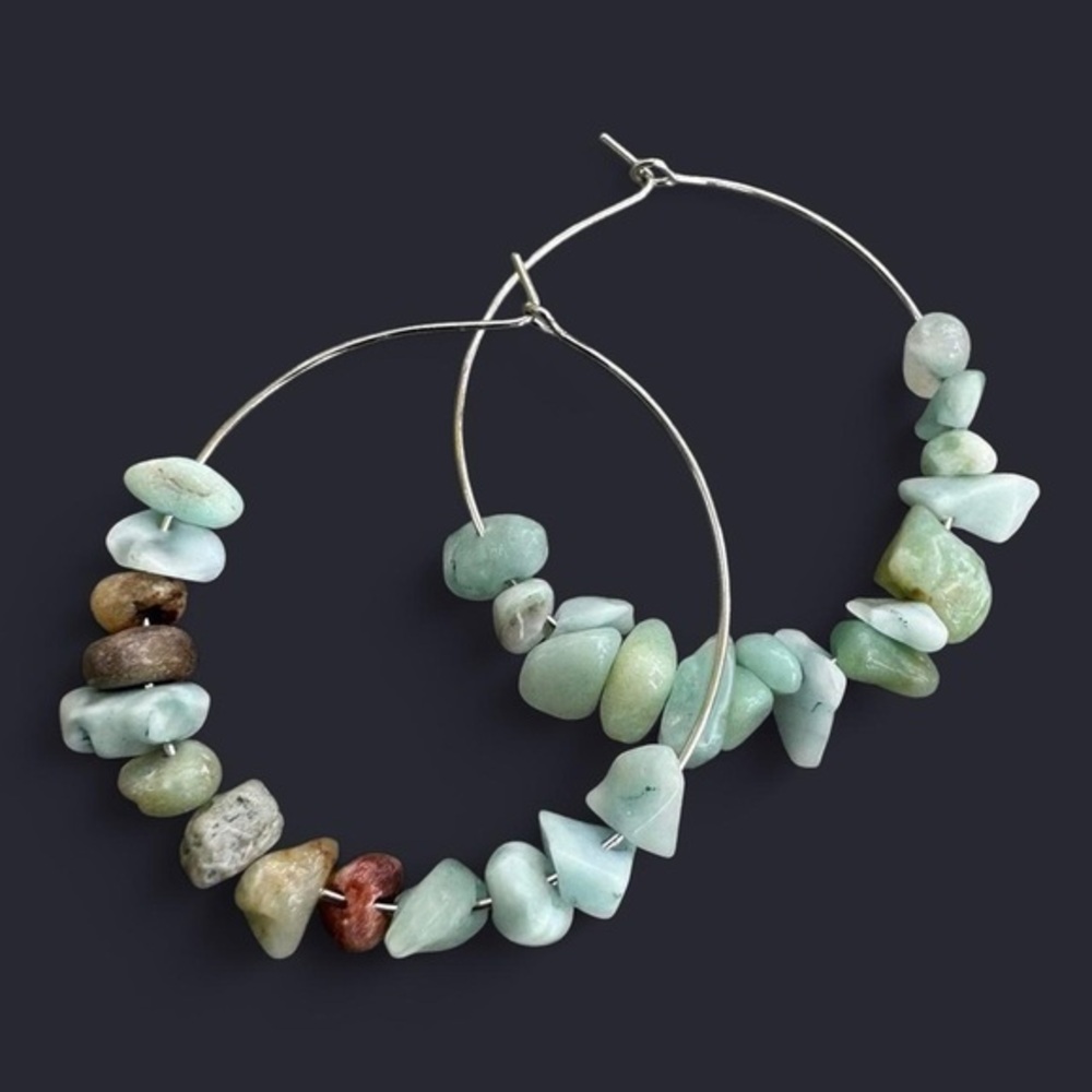 Amazonite Crystal Hoop Earrings